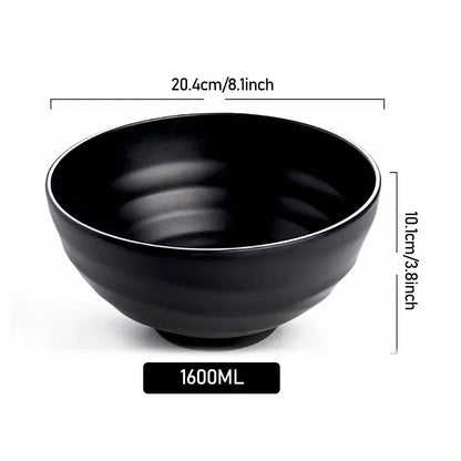 Fancy family Black Frosted Melamine.  Japanese Style Beef Ramen Bowl with Bamboo Hat Shape . Soup Bowl Tableware