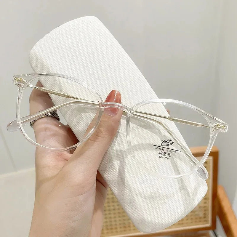 Lady Trendy Finished Myopia Glasses  for Women/Men.   Round Frame Blue Light Blocking Eyewear,Unisex, Retro,  Minus Diopter Eyeglasses.  NO PINK Left,  Make syre you Check availability.  Lots of choices but a lot already gone