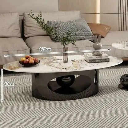 Modern Marble Effect Coffee Tables, Luxury Legs  of  Metal.  Nordic Oval Side Table White Premium Table, Home Furniture