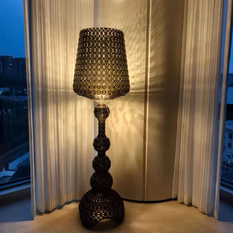 Italian hollow floor lamp acrylic retro atmosphere, wine glass lamp suitable for bedroom sofa