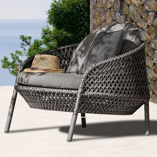Luxury Rattan Outdoor Garden Sofa/Chair for Courtyard.  Backrest Armchair Sofa Leisure  Rattan Single Sofa /Chair.