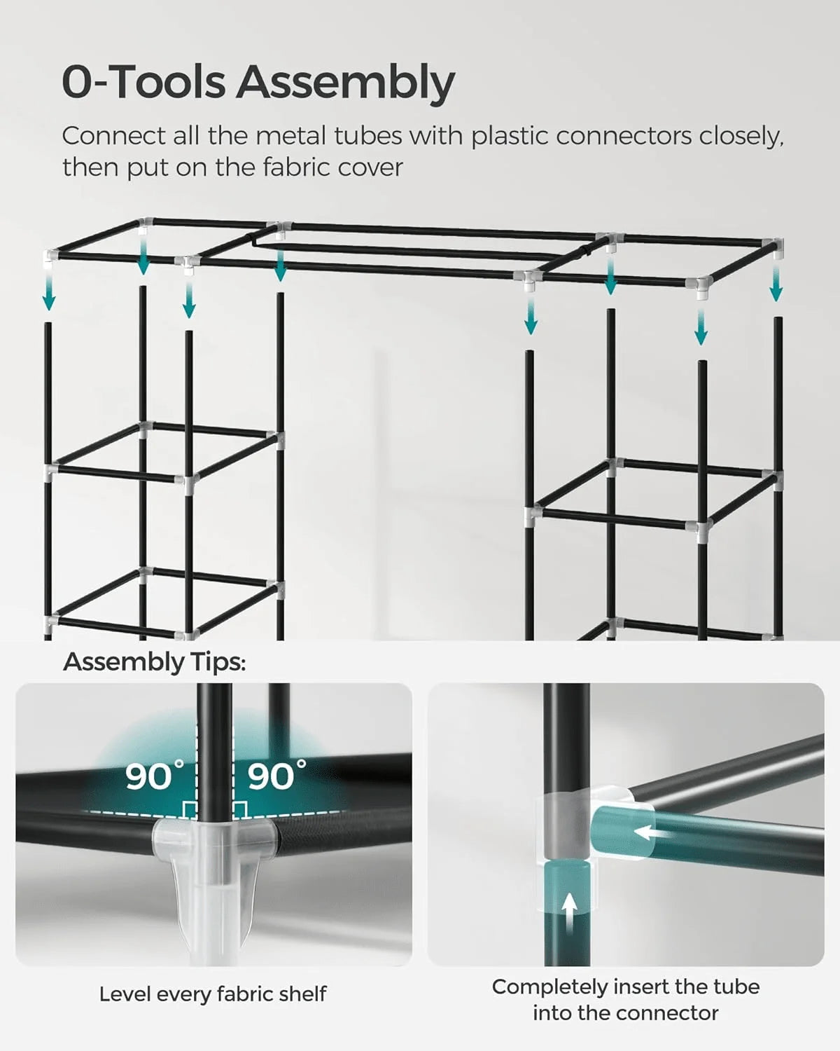 69 Inch Wardrobe Organizer,  Portable Bedroom Wardrobe, Clothes Rail With Non-Woven Cover, Clothes Storage Rack