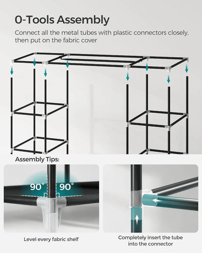 69 Inch Wardrobe Organizer,  Portable Bedroom Wardrobe, Clothes Rail With Non-Woven Cover, Clothes Storage Rack