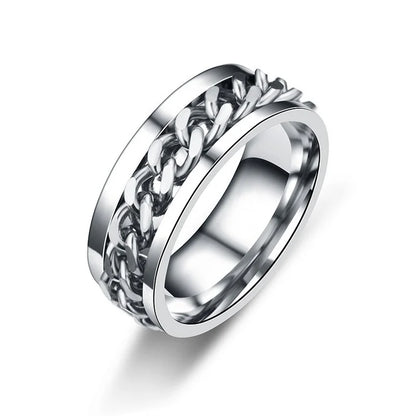Titanium Steel Rotatable Chain Rings for Women  OR Men.  Spinner Ring Decompression,  Multifunctional Chain Ring Bottle Opener Ring Gift
