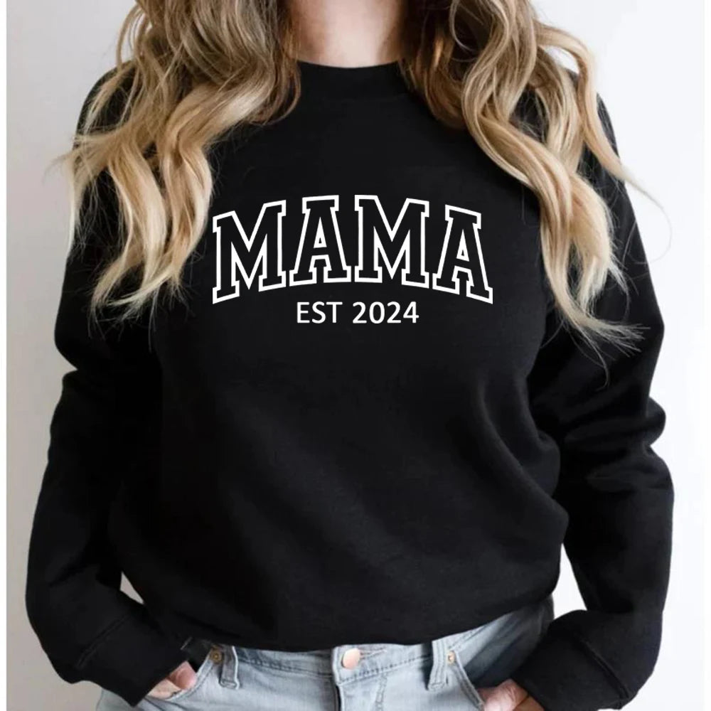 Mama Sweatshirt  for Mothers Day Gift . Womens Long Sleeve Crewneck Sweatshirt.  Personalized Hoodie for  Mom Gift.