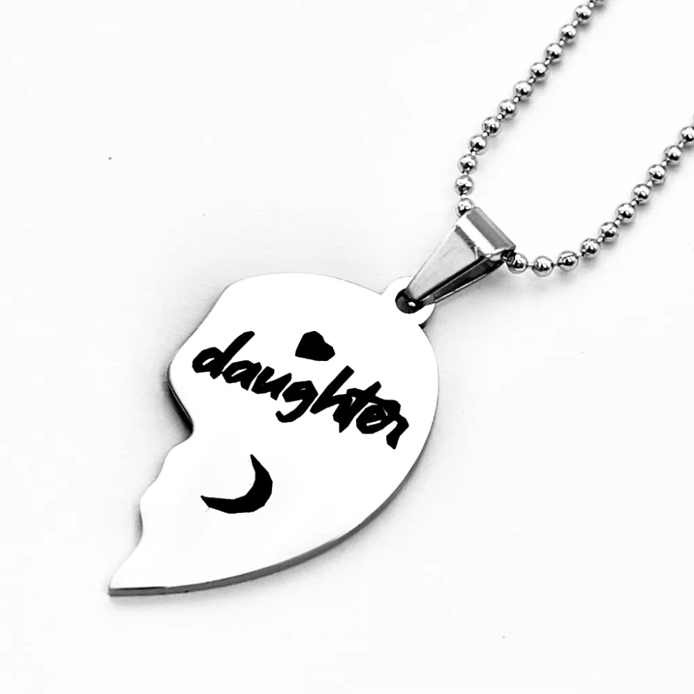 2Pcs/Set Mothe/ Daughter /Son Heart Puzzle Pendant Necklaces Stainless Steel Sun Moon Choker for Mom Children Birthday, Mothers Day