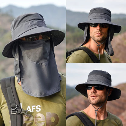 Fisherman's hat, sun hat, summer outdoor quick drying sun hat, fishing breathable sun hat,  face mask hat.  Ample SKY BLUE.  Black and Dark Gray have some Availabilty,  IF you HURRY!!!