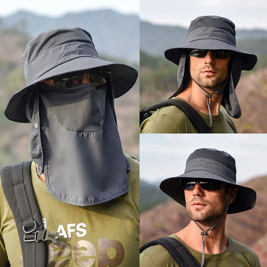 Fisherman's hat, sun hat, summer outdoor quick drying sun hat, fishing breathable sun hat,  face mask hat.  Ample SKY BLUE.  Black and Dark Gray have some Availabilty,  IF you HURRY!!!