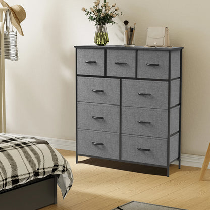 Dresser For Bedroom With 9 Fabric Storage Drawer Wardrobe, Chest Organizer Closet for  Adult, Kids Clothes, Cabinet Furniture