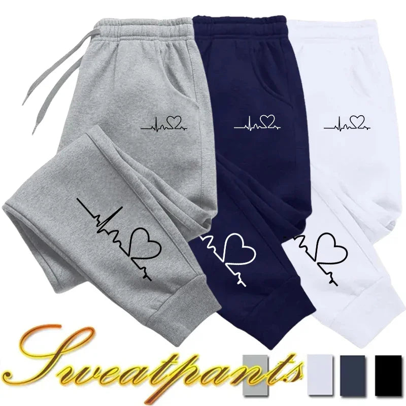 Womens Sweatpants for  Daily Casual.  Pants High Quality Fitness Tracksuit with Heart Print ,Street Sport Jogging Pants