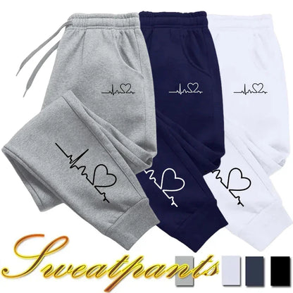 Womens Sweatpants for  Daily Casual.  Pants High Quality Fitness Tracksuit with Heart Print ,Street Sport Jogging Pants