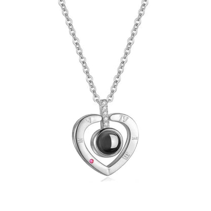 Love Heart Necklace  IN 100 Languages FOR  " I Love You".   Projection Pendant Jewelry For Mom Girlfriend Birthday Christmas Romantic Gifts