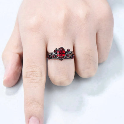 Charming Couples Rings . Romantic Womens Red Rhinestones Ring Set . Trendy Mens Stainless Steel Celtic Dragon Rings, Wedding Band Jewelry, Couples Rings, MOTHER and FATHERS DAY Gift