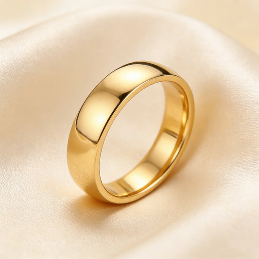 Gold Color Wedding Band.  Stainless steel Ring  for Women and  Men. US Sizes 4 5 6 7 8 9 10 11 12 13 14 15 Free Shipping