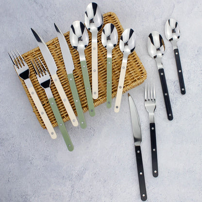 Fashionable Design Top Mirror Polishing Cutlery Sets of Stainless Steel 18/8(304) ABS Handle With Rivets Silverware Set For Kitchen and everday  serving