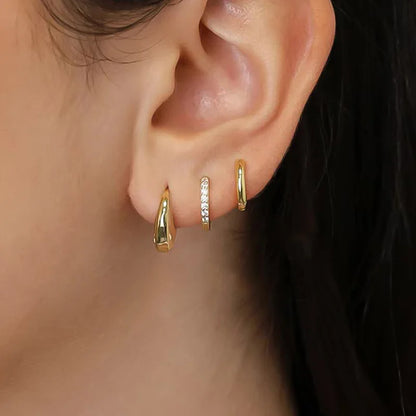 3 Pairs Stainless Steel Crystal Zirconia Hoop Earrings for Women Trendy Simple Gold Plated Circle Punk Earrings Piercing Jewelry