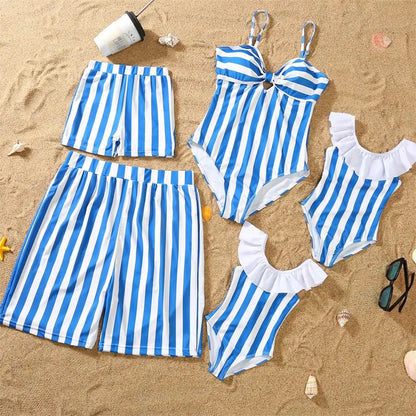 Dinosaurs Swimwear,  Matching  Family Swimwear with V-Neck Mother /Daughter Swimsuits Mommy and Me Dresses Clothes Father /Son Swim Shorts