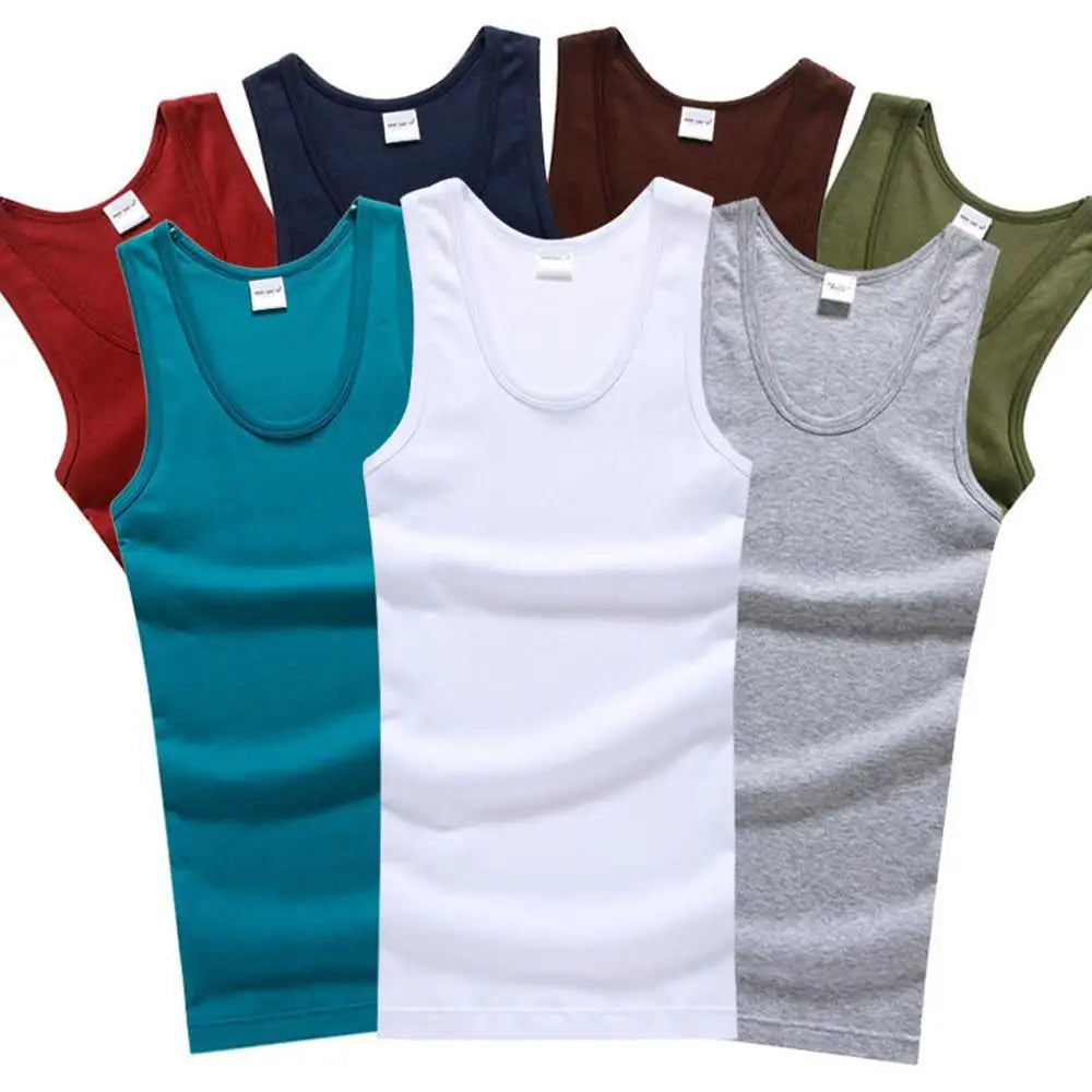 Sale Men's Sleeveless Breathable Fitness Vest,  Basic Elastic Tank Top , Men's Cotton Bodybuilding T-shirt,  Classic Colors,