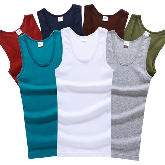 Sale Men's Sleeveless Breathable Fitness Vest,  Basic Elastic Tank Top , Men's Cotton Bodybuilding T-shirt,  Classic Colors,