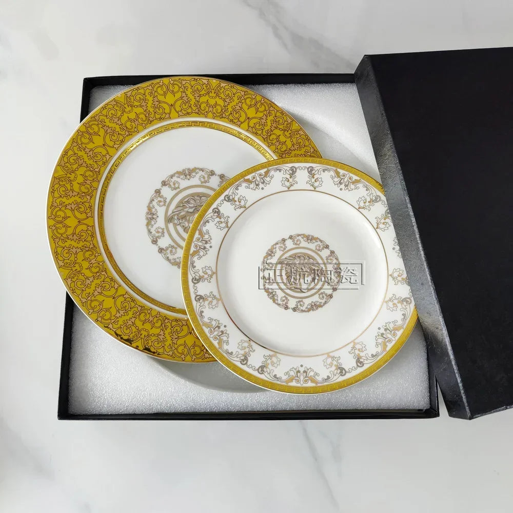 Vintage Ceramic Dinner Plate 8 Inch /10 Inch Creative Bone China.   Western Steak, Dessert,  Salad Plate, Gift Box Set for this pattern.
