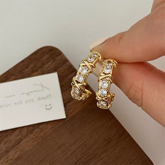 Vintage CC Design Stud Earrings for Women,  for  Fashion X Cross Zircon Earrings for MOTHERS DAY Gift, SPECIAL Occasions