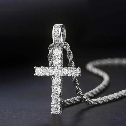 60Cm Twisted Chain Long Necklace for Women/Mens  Fashion Luxury Cubic Zirconia Cross.   Pendant Necklace Gift.