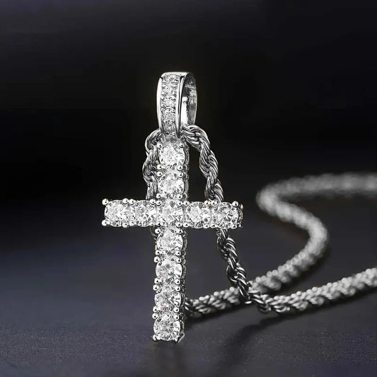 60Cm Twisted Chain Long Necklace for Women/Mens  Fashion Luxury Cubic Zirconia Cross.   Pendant Necklace Gift.