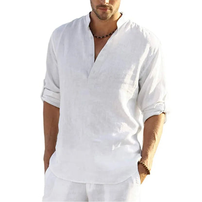 New Men's Casual Shirt, Cotton Linen Shirt,  Loose Tops, Long Sleeve Tee Shirt  for Spring /Autumn.  Casual Handsome Men's Shirts.  Lots of Colors!