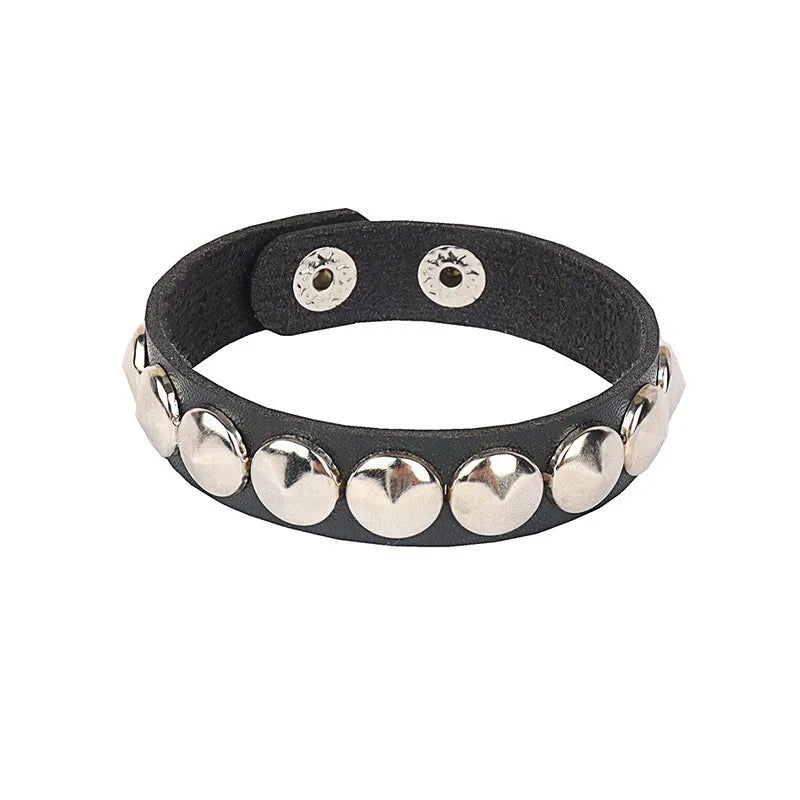 PU Leather Bracelets, Adjustable Cuff Bracelet/ Rivets/Buckle Wristband for Men /Women