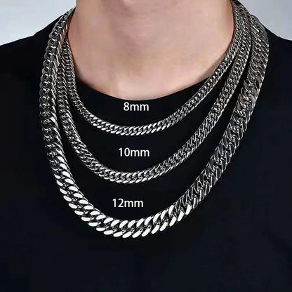 8mm-14mm Thick Stainless Steel Cuban Chain Necklace For Men.  Chain Jewelry Accessories.  Great FATHERS DAY GIFT!!!