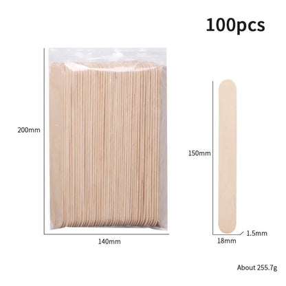 100 Pcs Spatulas Disposable Wood Stick Beauty Spatulas Log Hair Removal Wax Coating and Scraping Tool Beauty Wooden Sticks