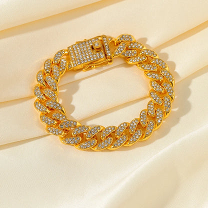 316L Stainless Steel Gold Color Cuban Chain Bracelet For Women /Men/Couples.  Trendy  Waterproof Wrist Chain Jewelry Gift