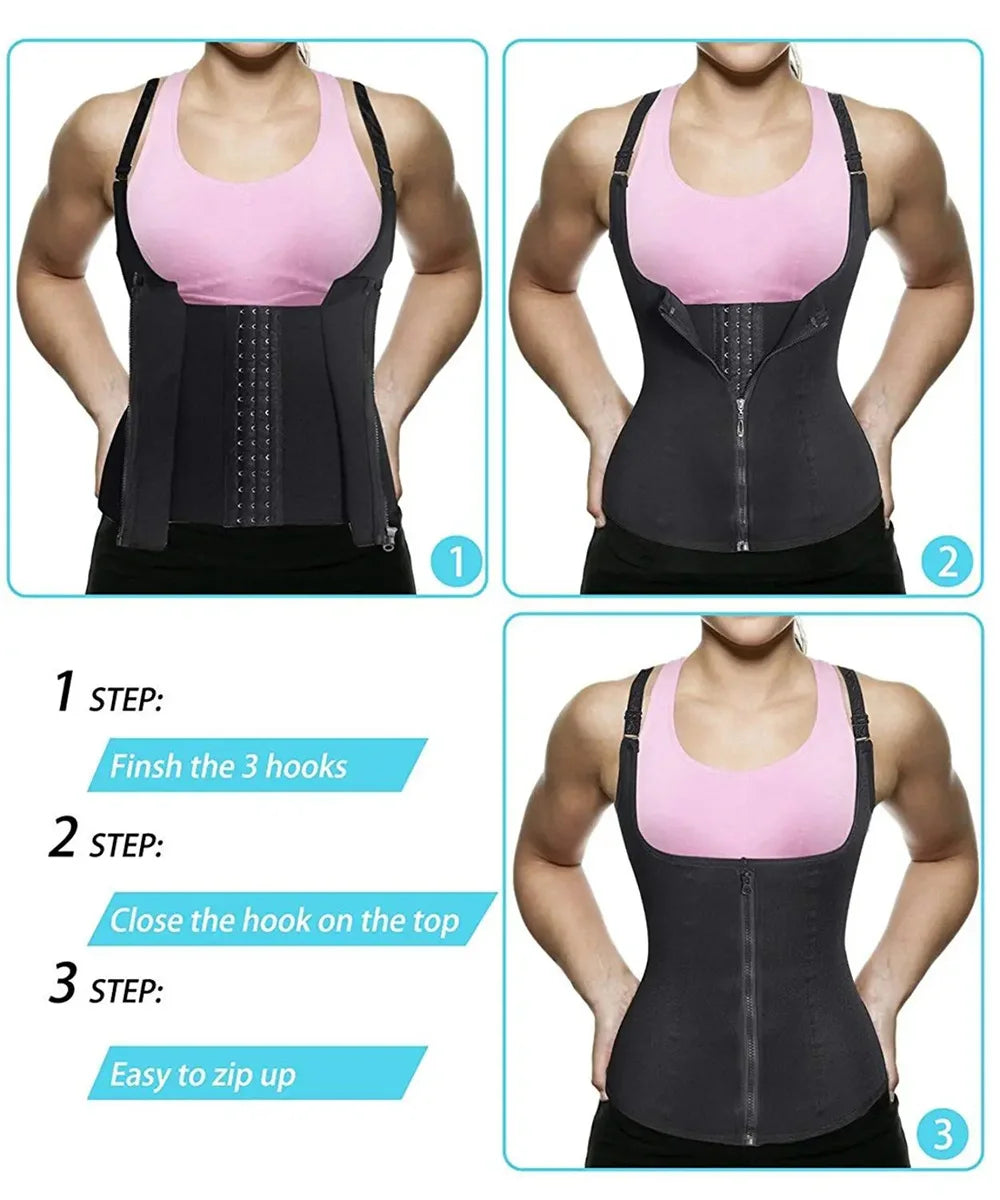 Waist Trainer Tank Top For Women,  Zipper Body Shaper,  Tummy Control,  Sleeveless Top,  Women's Activewear Body Shaping Underwear