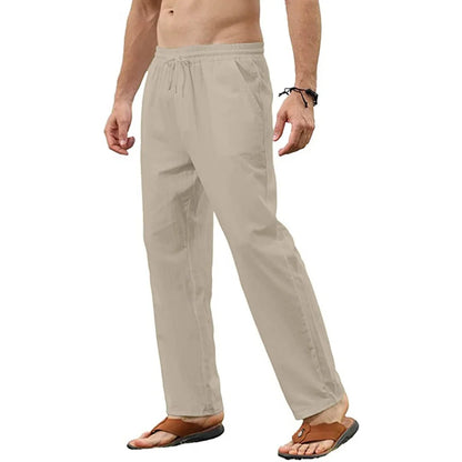 Men's Cotton Linen Pants.  Casua, l Loose Pants that are  Breathable, 5  Solid Colors with  Drawstring.  Jogger,  Yoga,  Baggy Trousers