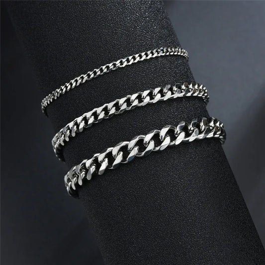 Stainless Steel Curb Cuban Chain Bracelet for Men /Women, Couple, Unisex,  Wrist Jewelry Gift.  Happy Fathers Day.