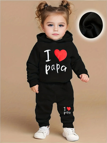 Newborn baby  with Engilsh printing fleece hoodie and sporty casual pants, suitable for outdoor use