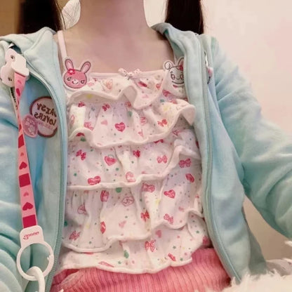 Sweet Crop Tops Print T-shirt,  Lolita Aesthetic, Tees /Bows on Tank Tops Vintage Women/ Girls Tops