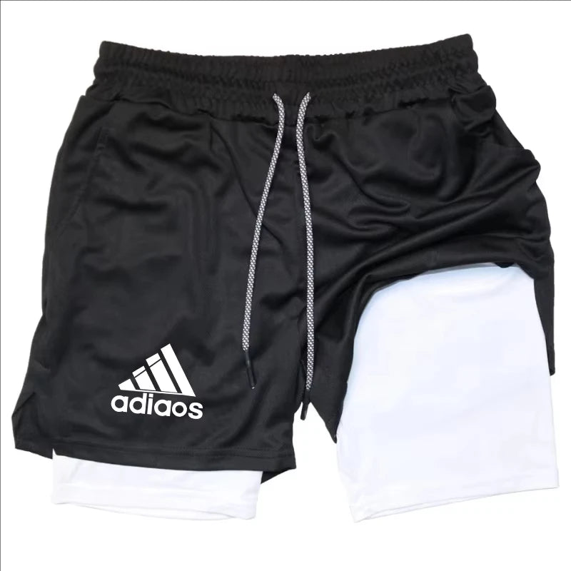 Men's Compression Shorts,  Summer Gym Fitness, Running,  Training Sports Shorts,  Two-In-One Mesh, Breathable and, Quick-Drying Shorts