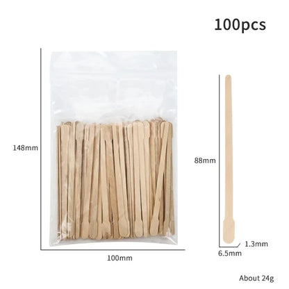 100 Pcs Spatulas Disposable Wood Stick Beauty Spatulas Log Hair Removal Wax Coating and Scraping Tool Beauty Wooden Sticks