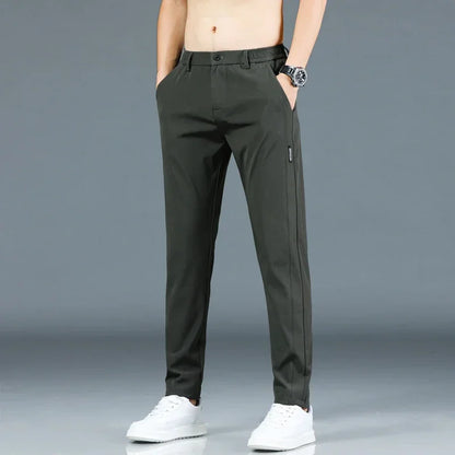 New  summer Thin Ice Silk Stretch Men's Pants,  Casual,  Elastic Waist, Smooth Trouse in  5 Colours