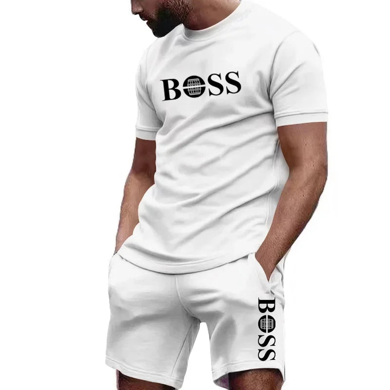 Men's two-piece sportswear.  Short sleeved T-shirt and pants set for  running and fitness sportswear 2026 summer.