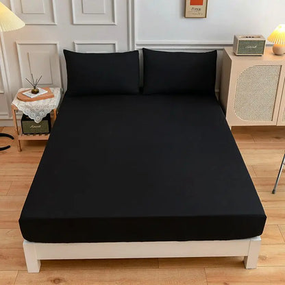 Kuup Polyester 3pcs Solid Color Queen Size Bedding Set - Fitted Sheet & Pillowcases with Elastic Band Mattress Cover