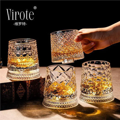 1PCS Tumbler Rotating Wine Glass Rotating Whiskey Glass Tumbler Non Spill Swivel Cup with Base Creative Stress Relief Wine Glass