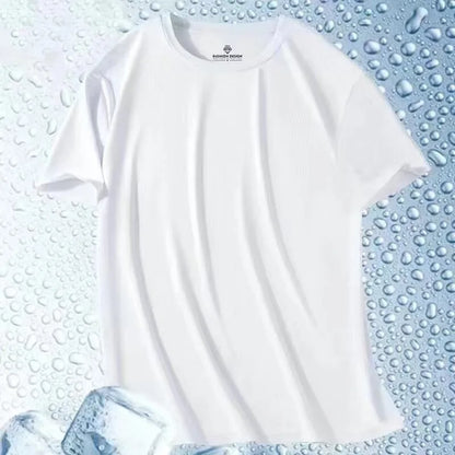 Summer Ice Silk Men T Shirt, Short Sleeve, Round Neck,  Breathable, Thin, Quick Drying Tees, Soft ,Elasticity, Some Color/sizes not Available, but most are available.  JUST check sizing charts, also.