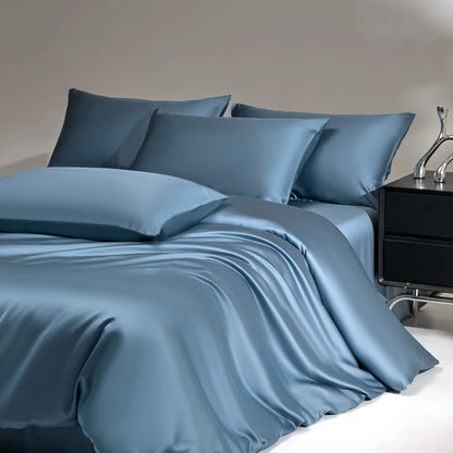 100% Mulberry Silk Bedding Set, Silk Quilt Cover Set,  Flat Sheet /Fitted Sheet,  Pillowcase Single Double King Duvet Cover Gift Box