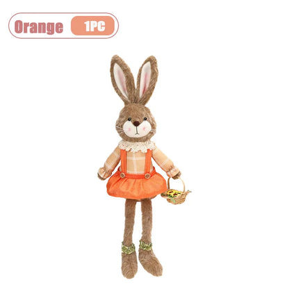 Easter Bunny Decor Fabric Craft. Cute Rabbit Figurine for Shelf Mantle Spring Home Decoration Table Centerpiece Ornament