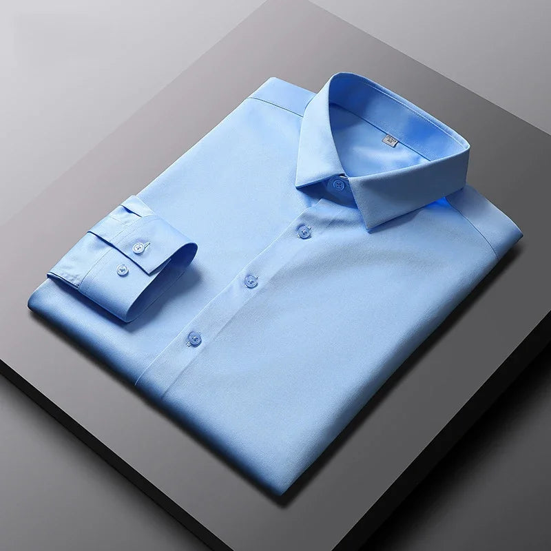 Men's Casual and Fashionable Long Sleeved Solid Shirt  in colors.  Non- Ironing and Wrinkle -Resistant for  Business