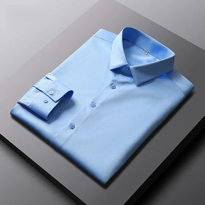 Men's Casual and Fashionable Long Sleeved Solid Shirt  in colors.  Non- Ironing and Wrinkle -Resistant for  Business