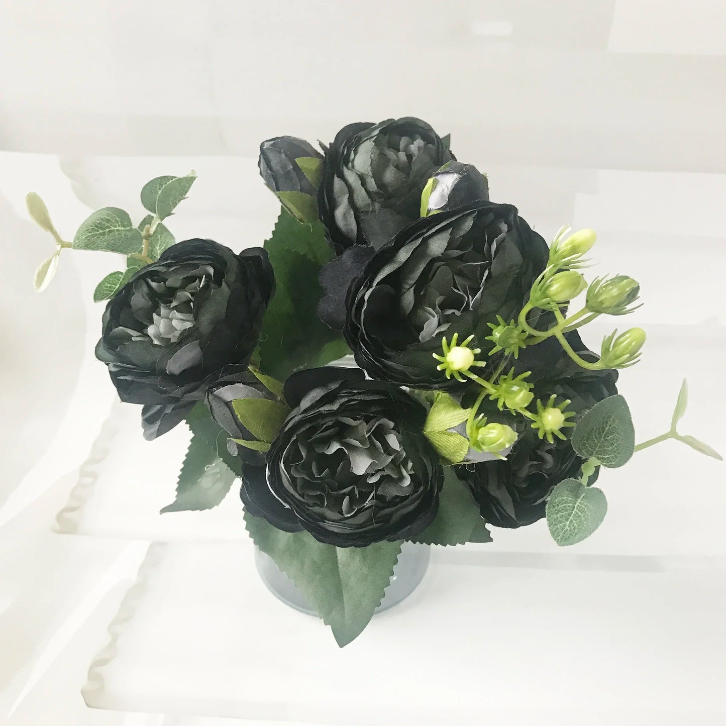 30cm Rose, Pink Silk Peony Artificial Flowers Bouquet  . 5 Big Head and 4 Bud  for Home Wedding Decoration indoor