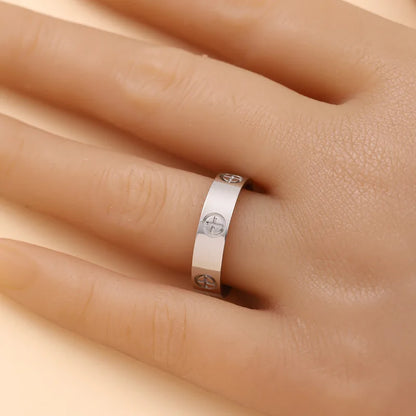 Fashion Classic Cross Stainless Steel Rings For Women /Men /Couples Gold Color Luxury Jewelry, Wedding Gift